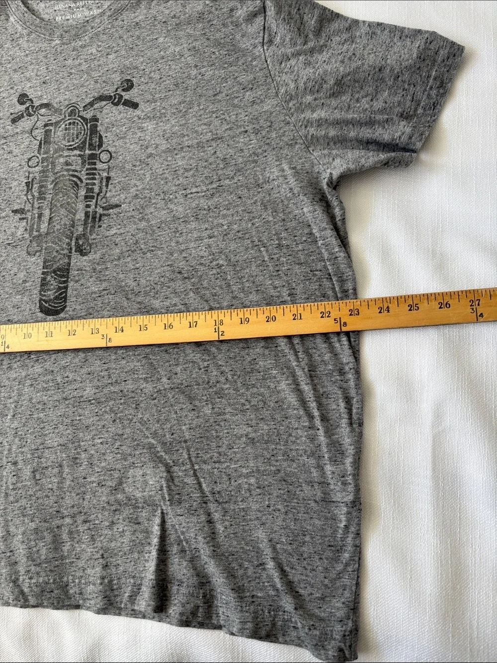 Banana Republic Gray Heather Motorcycle Graphic Crew Tee
